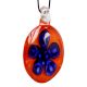 Flower Engraved Orange Lampwork Glass Pendant for Jewellry Making - 1 Piece
